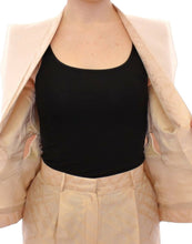 Beige brocade sleeveless jacket vest Zeyneptosun
