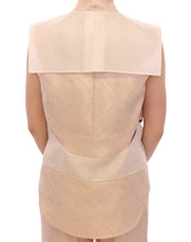 Beige brocade sleeveless jacket vest Zeyneptosun
