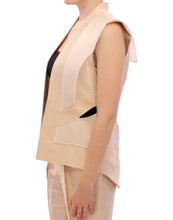 Beige brocade sleeveless jacket vest Zeyneptosun