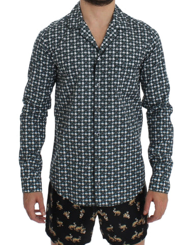 Green Hat Print Cotton Pajama Shirt Sleepwear Dolce & Gabbana