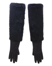 Black Beaver Fur Lambskin Leather Elbow Gloves Dolce & Gabbana
