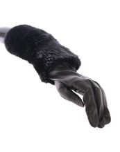 Black Beaver Fur Lambskin Leather Elbow Gloves Dolce & Gabbana