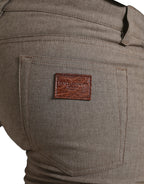 Dolce & Gabbana Brown Cotton Stretch Skinny Men Pants