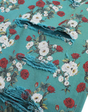 Dolce & Gabbana Blue Floral Print Skinny Cotton Denim Pants