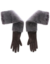 Gray Mink Fur Lambskin Suede Leather Gloves Dolce & Gabbana