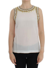 White crystal embellished tank top Dolce & Gabbana