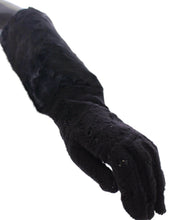 Black Lace Wool Lambskin Fur Elbow Gloves Dolce & Gabbana
