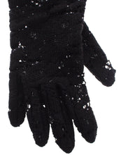 Black Lace Wool Lambskin Fur Elbow Gloves Dolce & Gabbana
