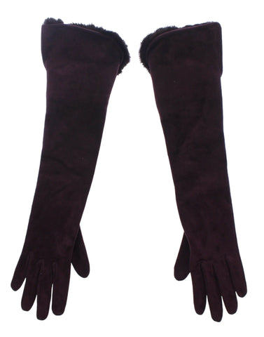 Purple Mink Fur Goatskin Suede Leather Gloves Dolce & Gabbana