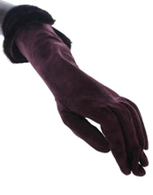 Purple Mink Fur Goatskin Suede Leather Gloves Dolce & Gabbana