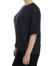 Blue gold key print silk blouse Dolce & Gabbana