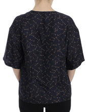 Blue gold key print silk blouse Dolce & Gabbana