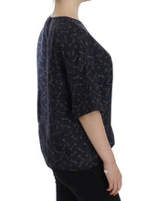 Blue gold key print silk blouse Dolce & Gabbana