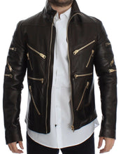 Brown Lambskin Leather Zipper Jacket Dolce & Gabbana