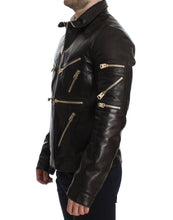 Brown Lambskin Leather Zipper Jacket Dolce & Gabbana