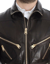 Brown Lambskin Leather Zipper Jacket Dolce & Gabbana