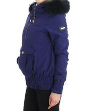 Blue Padded Jacket Hooded Short K-Way GF Ferre