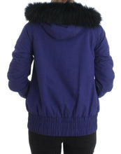 Blue Padded Jacket Hooded Short K-Way GF Ferre