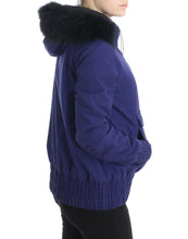 Blue Padded Jacket Hooded Short K-Way GF Ferre
