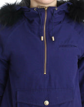 Blue Padded Jacket Hooded Short K-Way GF Ferre