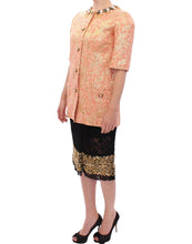 Pink Silk Brocade Crystal Jacket Coat Dolce & Gabbana