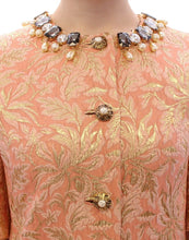 Pink Silk Brocade Crystal Jacket Coat Dolce & Gabbana