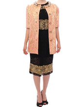 Pink Silk Brocade Crystal Jacket Coat Dolce & Gabbana