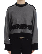 Gray Black Lace Wool Cashmere Sweater Dolce & Gabbana