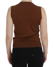 Brown Wool Black Lace Vest Sweater Top Dolce & Gabbana