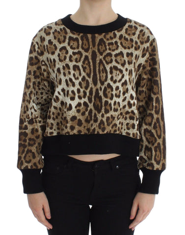 Leopard Print Crewneck Short Sweater Dolce & Gabbana