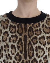 Leopard Print Crewneck Short Sweater Dolce & Gabbana