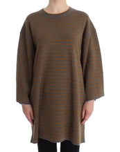 Oversized Gray Yellow Striped Sweater Top Dolce & Gabbana