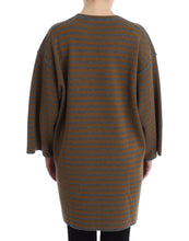 Oversized Gray Yellow Striped Sweater Top Dolce & Gabbana