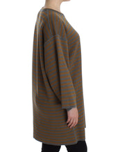 Oversized Gray Yellow Striped Sweater Top Dolce & Gabbana