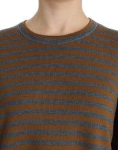 Oversized Gray Yellow Striped Sweater Top Dolce & Gabbana
