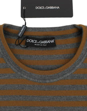 Oversized Gray Yellow Striped Sweater Top Dolce & Gabbana