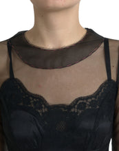 Dolce & Gabbana Black Floral Embroidery Mesh Tulle Gown Dress