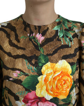 Dolce & Gabbana Multicolor Tiger Floral Print Shift Mini Dress