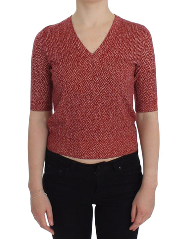 Red Wool Tweed Short Sleeve Sweater Pullover Dolce & Gabbana