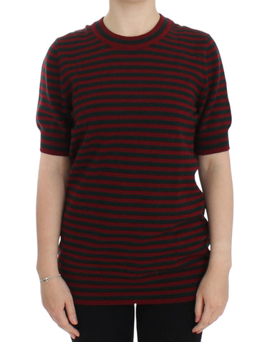 Red Gray Cashmere Short Sleeve Sweater Dolce & Gabbana