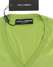 Green Wool V-neck Pullover Sweater Top Dolce & Gabbana