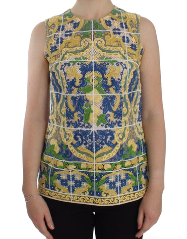 Multicolor Majolica Embroidered Sweater Dolce & Gabbana
