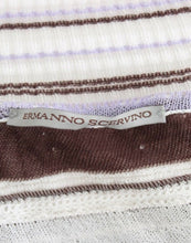 Striped Lace V-Neck Short Sleeve Top Sweater Ermanno Scervino
