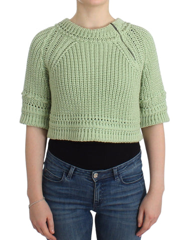 Green Cropped Knit Sweater Knitted Jumper Ermanno Scervino