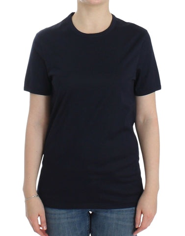 Lingerie Blue Crewneck Cotton Logo T-shirt Ermanno Scervino