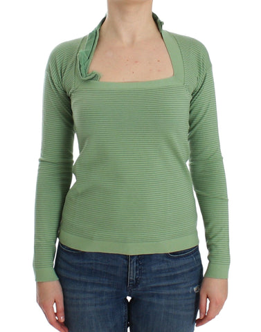 Green Wool Blend Striped Long Sleeve Sweater Ermanno Scervino