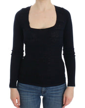 Blue Knitted Wool Stretch Sweater Top Ermanno Scervino