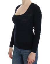 Blue Knitted Wool Stretch Sweater Top Ermanno Scervino