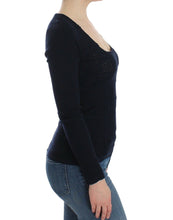 Blue Knitted Wool Stretch Sweater Top Ermanno Scervino