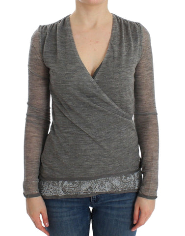 Gray Wool Blend Stretch Long Sleeve Sweater Ermanno Scervino